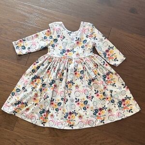 Floral Bicycle Print Kids Dress